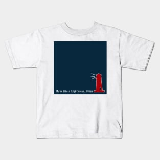 Red and Navy Blue Nautical Make like a Lighthouse and Shine Kids T-Shirt